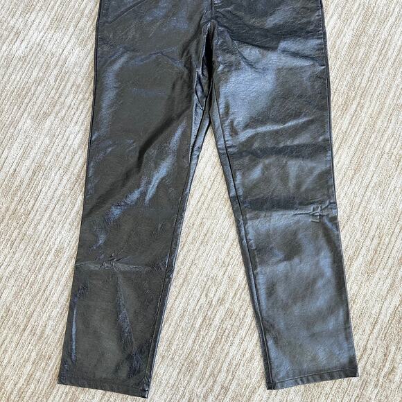 12th Tribe Shiloh Western Black Faux Leather High Rise Straight Pants Medium - Picture 4 of 8